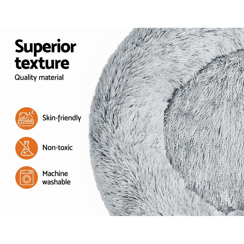 i.Pet Pet Bed Dog Cat 90cm Large Calming Soft Plush Light Charcoal - view 4