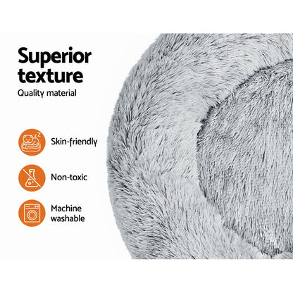 i.Pet Pet Bed Dog Cat 90cm Large Calming Soft Plush Light Charcoal - view 4