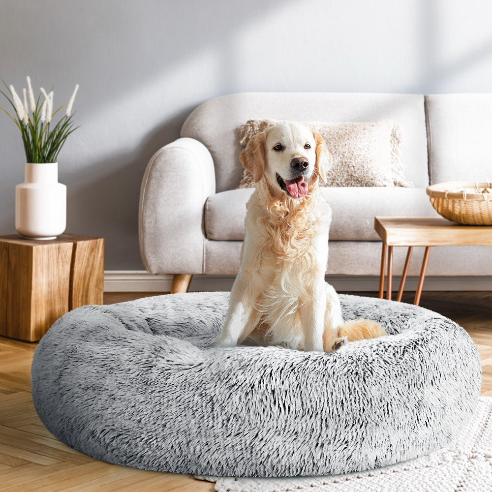 i.Pet Pet Bed Dog Cat 90cm Large Calming Soft Plush Light Charcoal - view 7