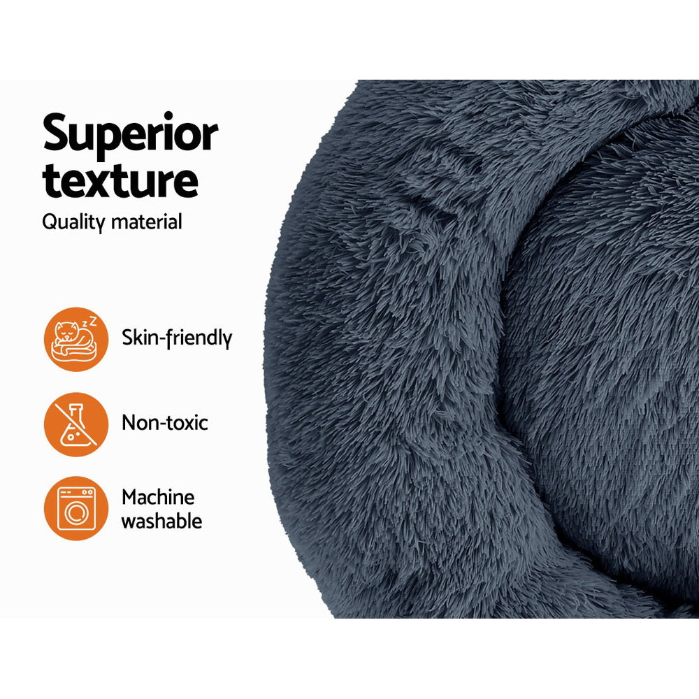 i.Pet Pet Bed Dog Cat 90cm Large Calming Soft Plush Bed Dark Grey - view 3