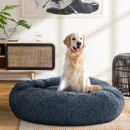 i.Pet Pet Bed Dog Cat 90cm Large Calming Soft Plush Bed Dark Grey - view 7