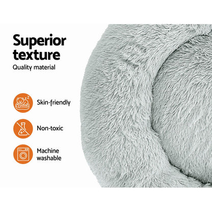 i.Pet Pet Bed Dog Cat 90cm Large Calming Soft Plush Light Grey - view 4
