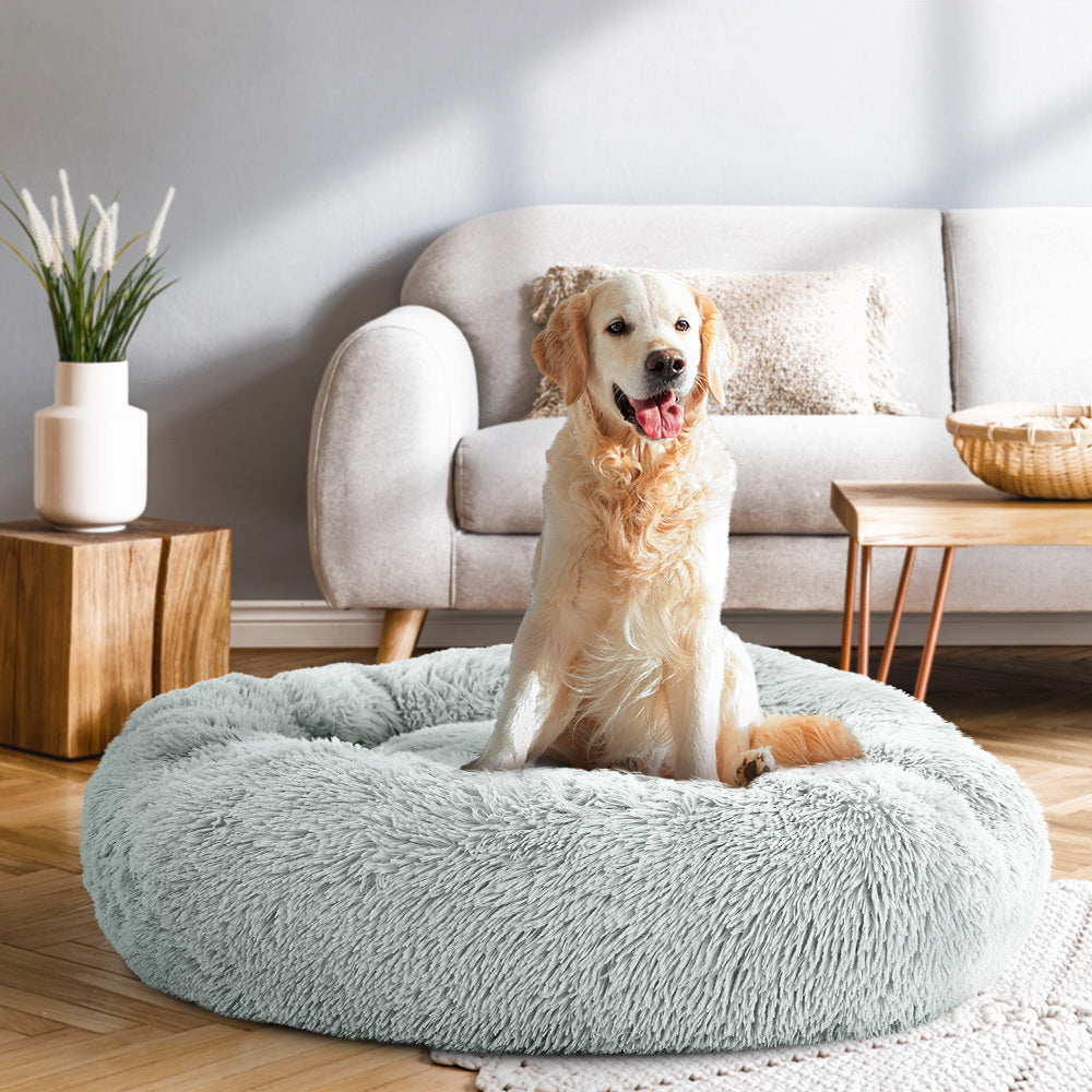 i.Pet Pet Bed Dog Cat 90cm Large Calming Soft Plush Light Grey - view 7