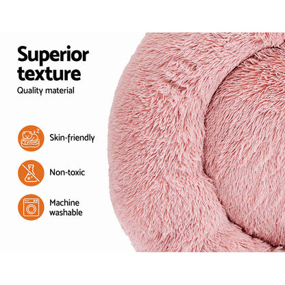 i.Pet Pet Bed Dog Cat 90cm Large Calming Soft Plush Pink - view 4