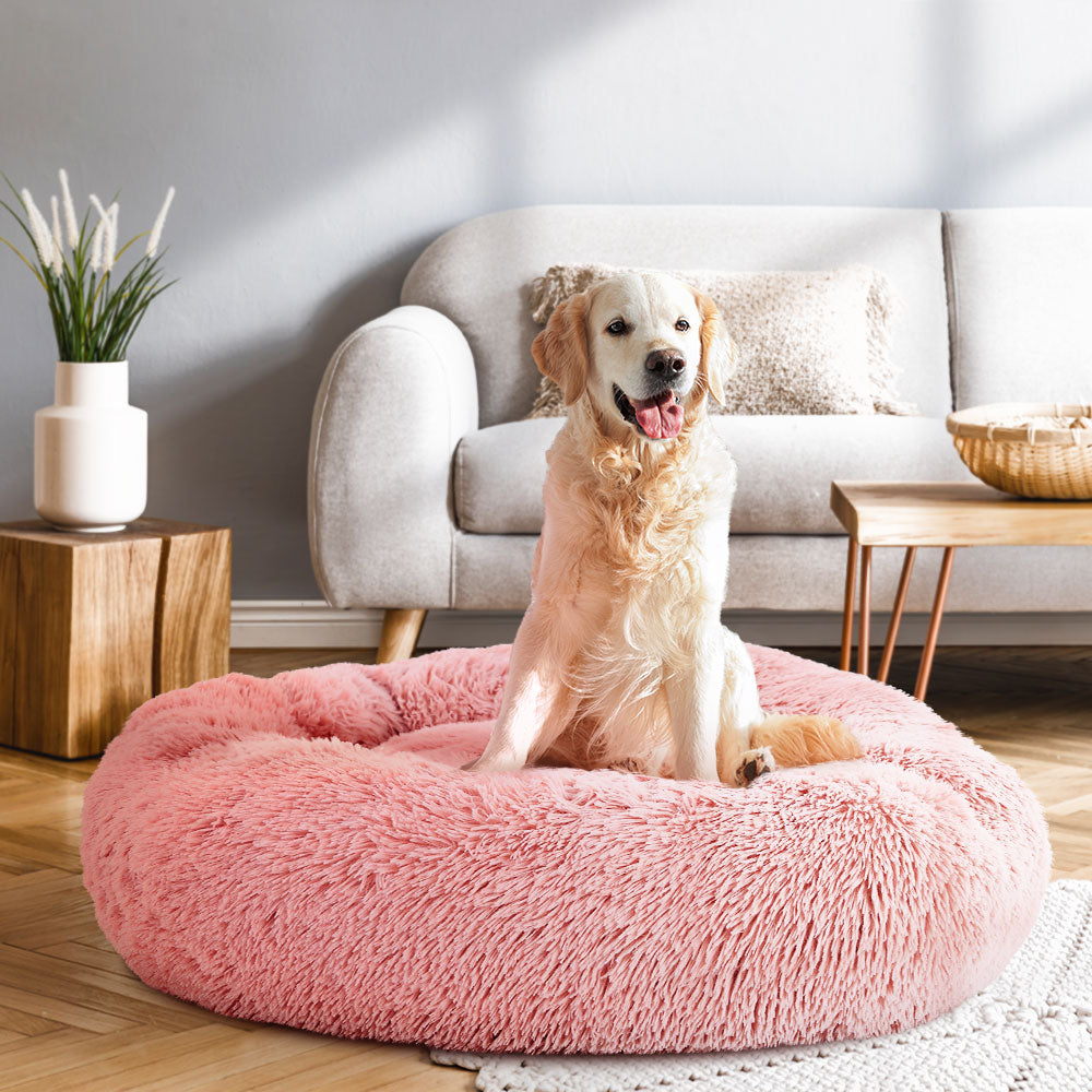 i.Pet Pet Bed Dog Cat 90cm Large Calming Soft Plush Pink - view 7