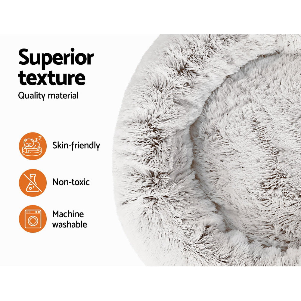 i.Pet Pet Bed Dog Cat 90cm Large Calming Soft Plush White Brown - view 4