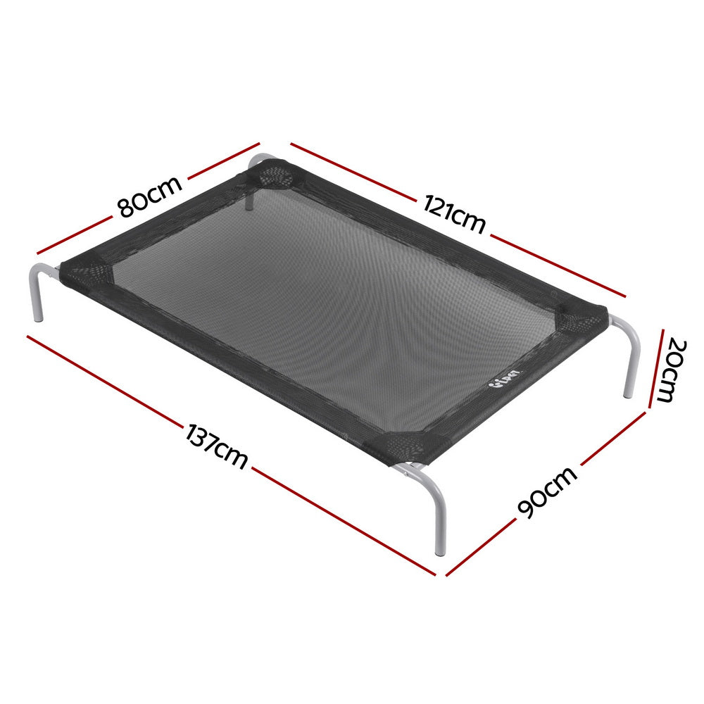 i.Pet Pet Dog Bed Elevated Trampoline Durable Raised Heavy Duty Large Dogs 90x137cm Black - view 2
