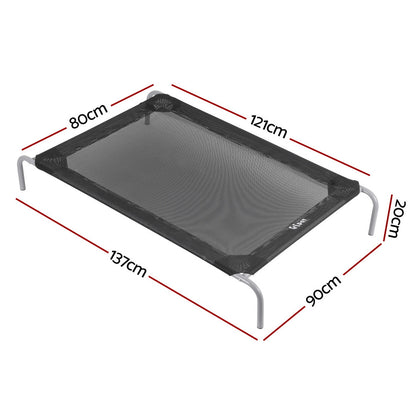 i.Pet Pet Dog Bed Elevated Trampoline Durable Raised Heavy Duty Large Dogs 90x137cm Black - view 2