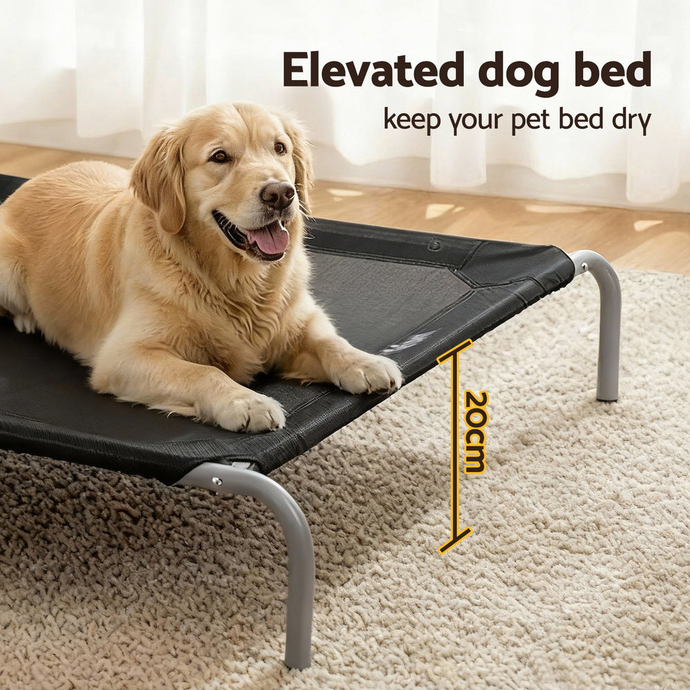 i.Pet Pet Dog Bed Elevated Trampoline Durable Raised Heavy Duty Large Dogs 90x137cm Black - view 4