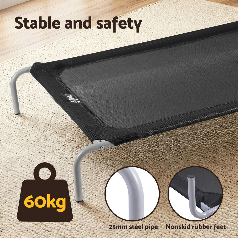 i.Pet Pet Dog Bed Elevated Trampoline Durable Raised Heavy Duty Large Dogs 90x137cm Black - view 6