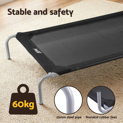 i.Pet Pet Dog Bed Elevated Trampoline Durable Raised Heavy Duty Large Dogs 90x137cm Black - view 6