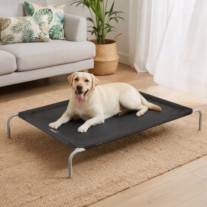 i.Pet Pet Dog Bed Elevated Trampoline Durable Raised Heavy Duty Large Dogs 90x137cm Black - view 7