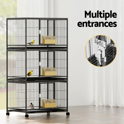 i.Pet Bird Cage Large Bird Cages Aviary Budgie Perch Cage Parrot Pet Stand Wheels - view 4