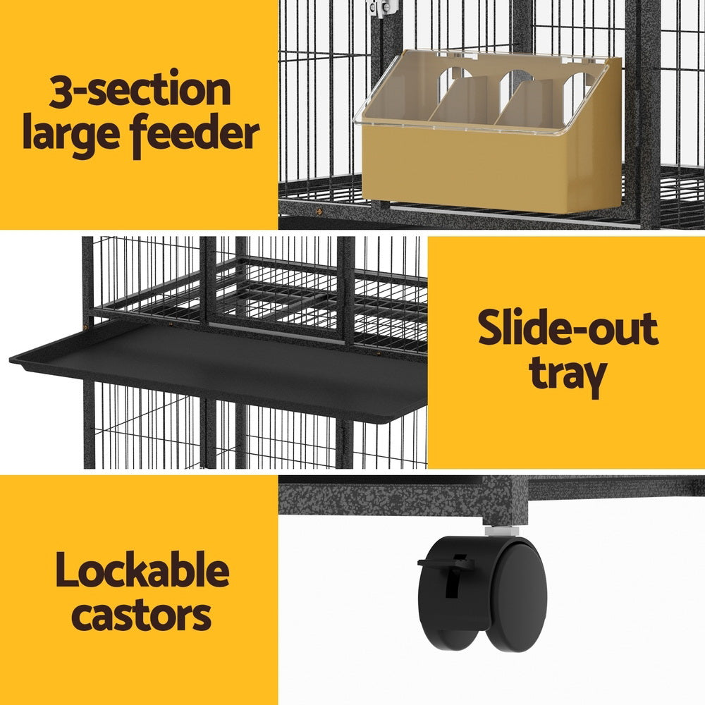 i.Pet Bird Cage Large Bird Cages Aviary Budgie Perch Cage Parrot Pet Stand Wheels - view 6