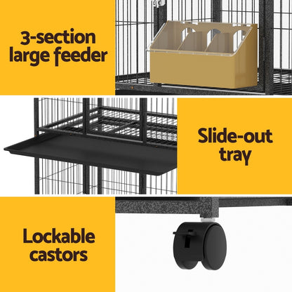 i.Pet Bird Cage Large Bird Cages Aviary Budgie Perch Cage Parrot Pet Stand Wheels - view 6