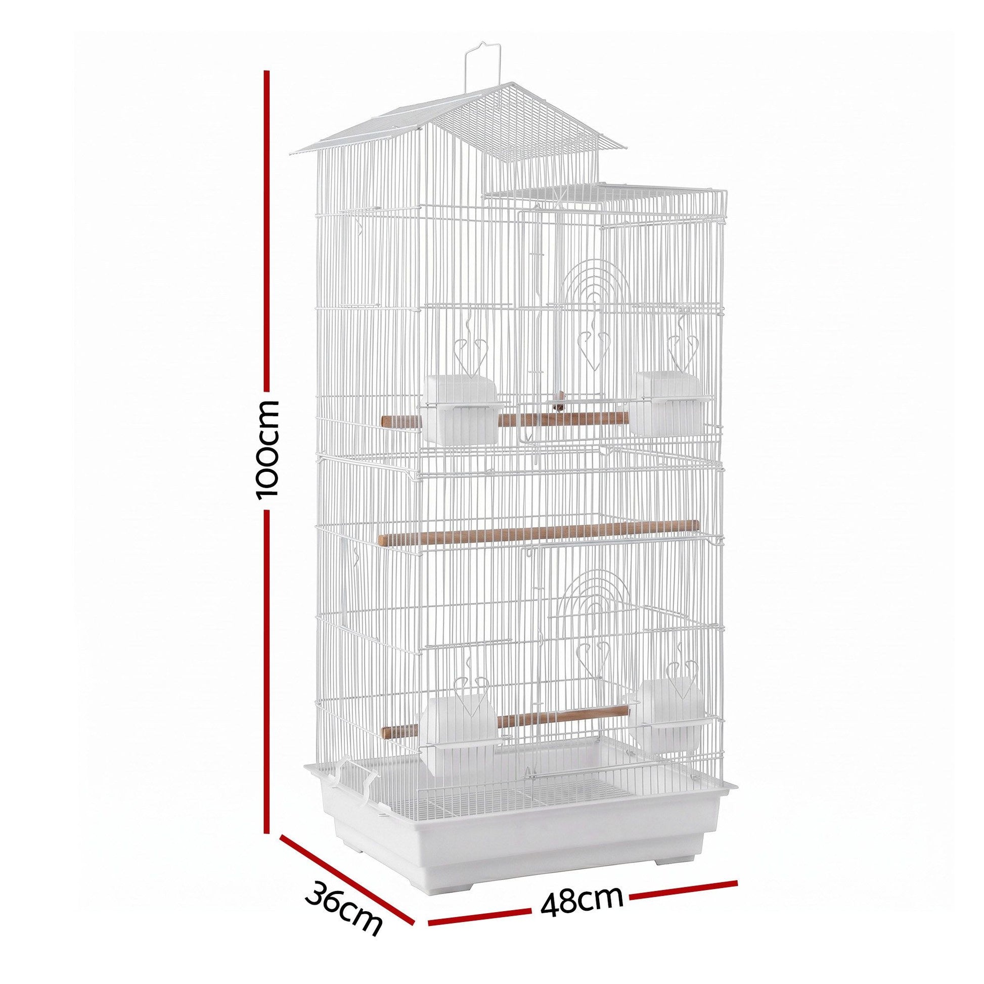 i.Pet 100cm Bird Cage Aviary Parrot Budgie White - view 3