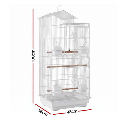 i.Pet 100cm Bird Cage Aviary Parrot Budgie White - view 3