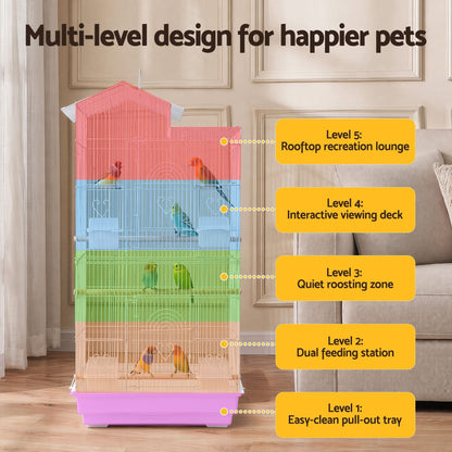 i.Pet 100cm Bird Cage Aviary Parrot Budgie White - view 5