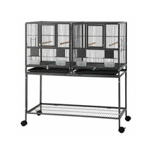 i.Pet 106cm 2-in-1 Bird Cage Aviary with Divider Parrot Budgie Wheels Black