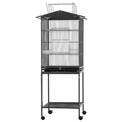 i.Pet 136cm Bird Cage Aviary Open Top Parrot Budgie Stand Wheels Black - view 2