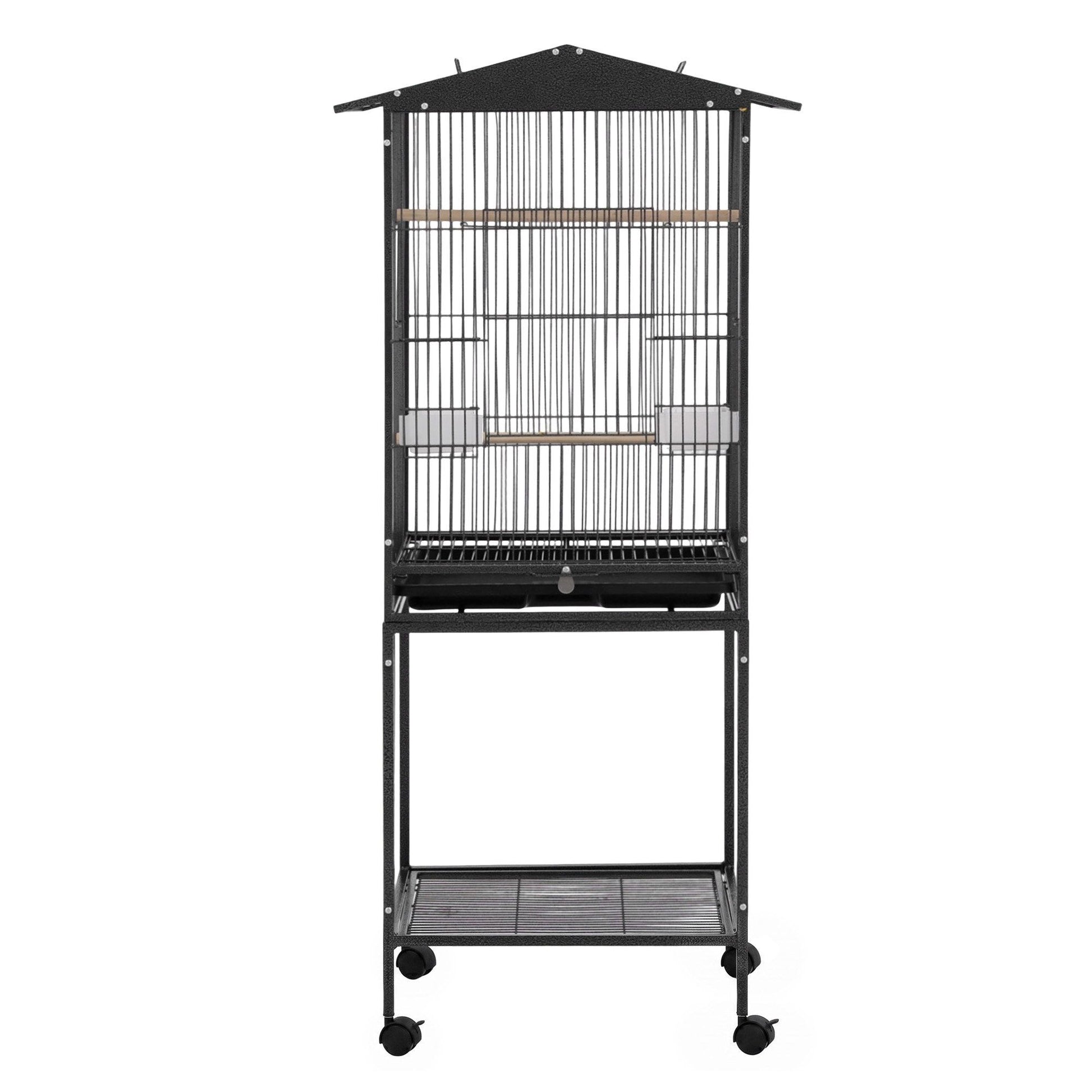 i.Pet 136cm Bird Cage Aviary Open Top Parrot Budgie Stand Wheels Black - view 4