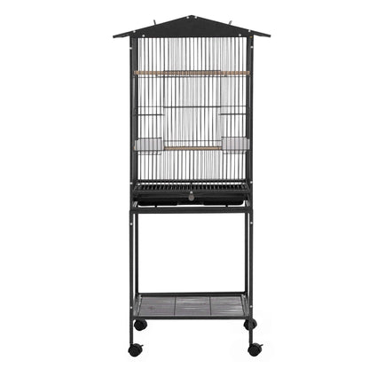 i.Pet 136cm Bird Cage Aviary Open Top Parrot Budgie Stand Wheels Black - view 4
