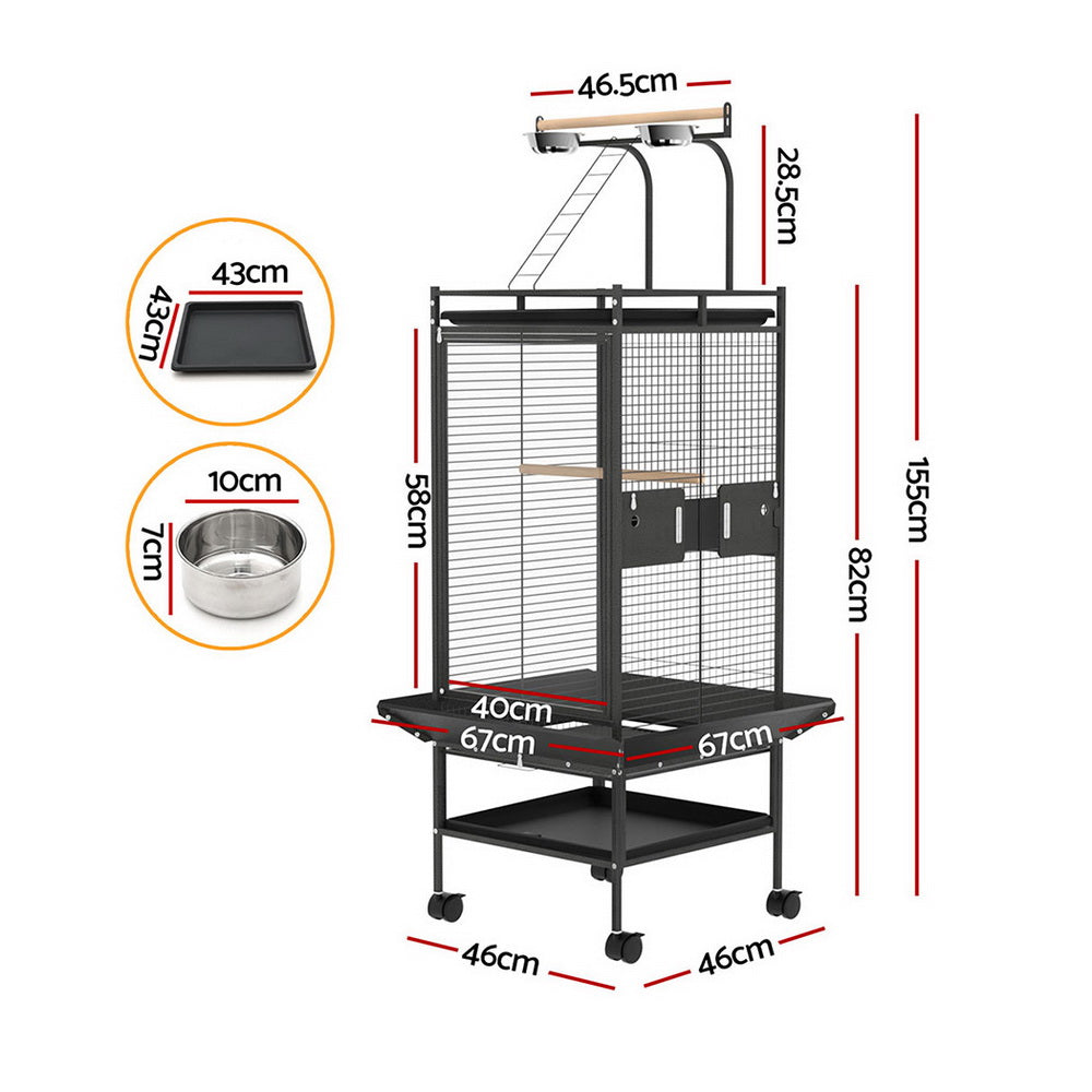 i.Pet Bird Cage Large Cages 155cm Parrot Aviary Stand-Alone Budgie Wheels Castor - view 2