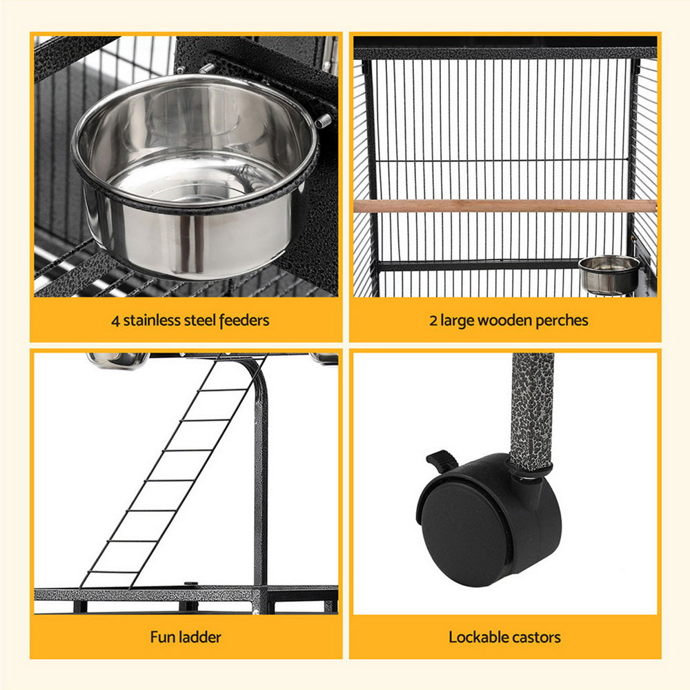 i.Pet Bird Cage Large Cages 155cm Parrot Aviary Stand-Alone Budgie Wheels Castor - view 6