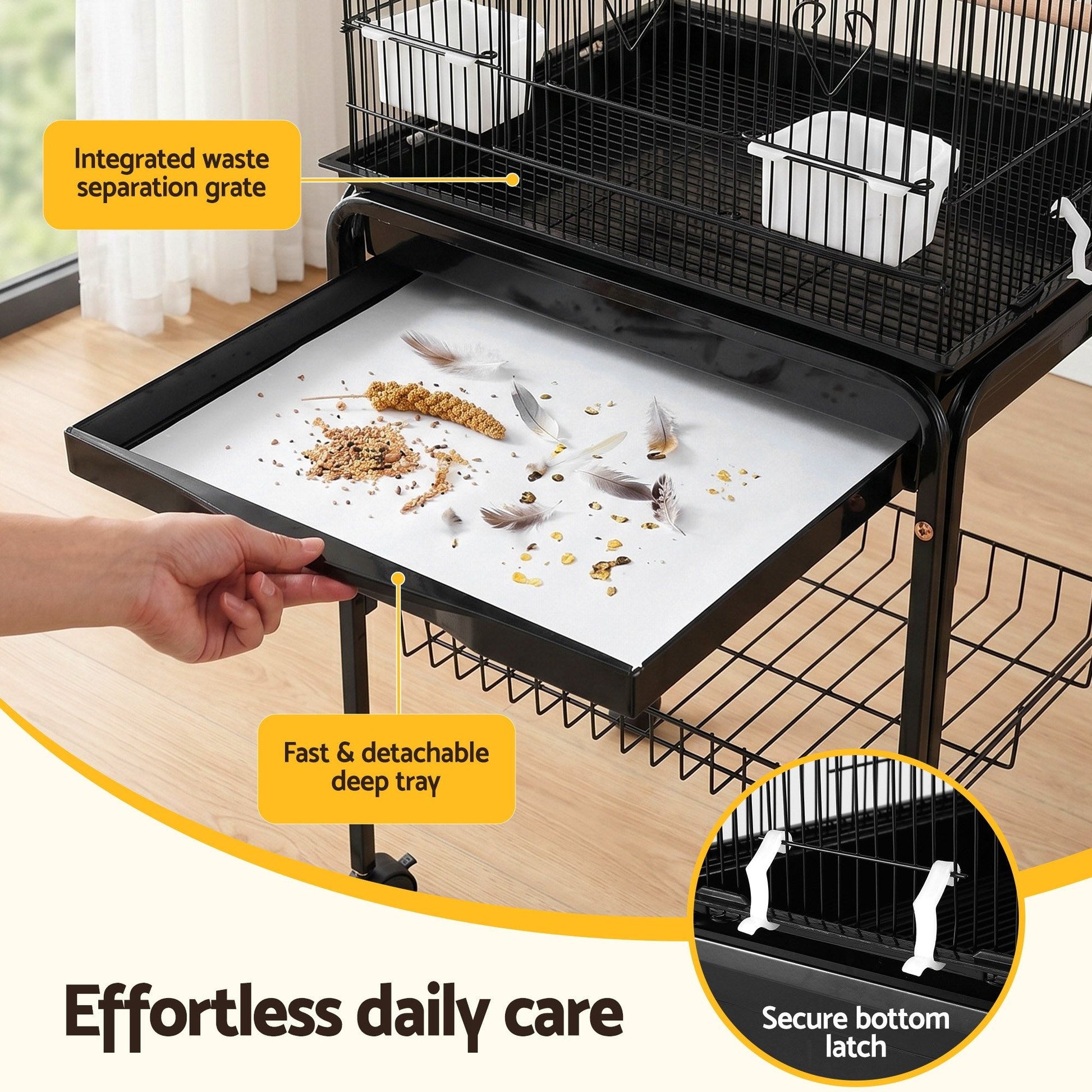 i.Pet 158cm Bird Cage Aviary Parrot Budgie Stand Wheels Black - view 8