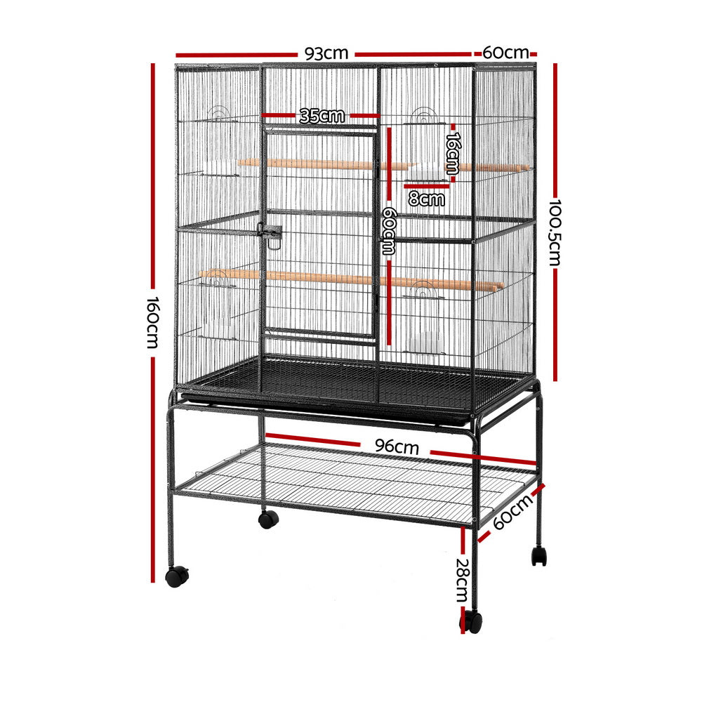 i.Pet Bird Cage Large Cages 160cm Parrot Aviary Stand-Alone Budgie Wheels Castor - view 2