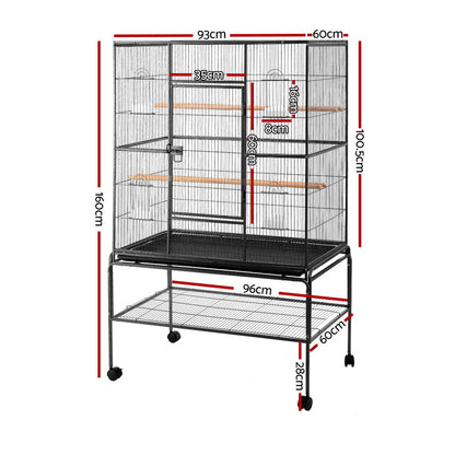 i.Pet Bird Cage Large Cages 160cm Parrot Aviary Stand-Alone Budgie Wheels Castor - view 2
