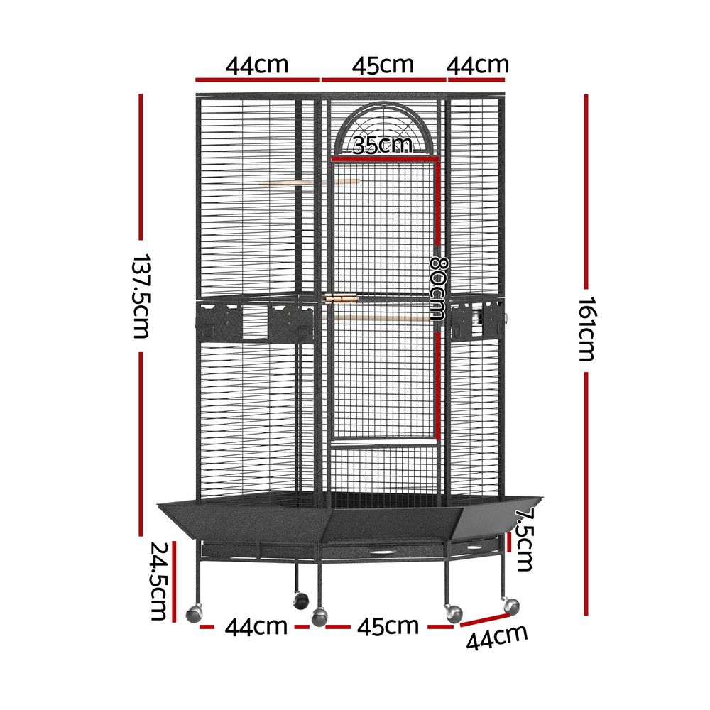 i.Pet Bird Cage Large Jumbo Aviary Budgie Perch Cage Parrot Stand Wheels Corner - view 2
