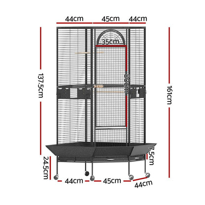 i.Pet Bird Cage Large Jumbo Aviary Budgie Perch Cage Parrot Stand Wheels Corner - view 2