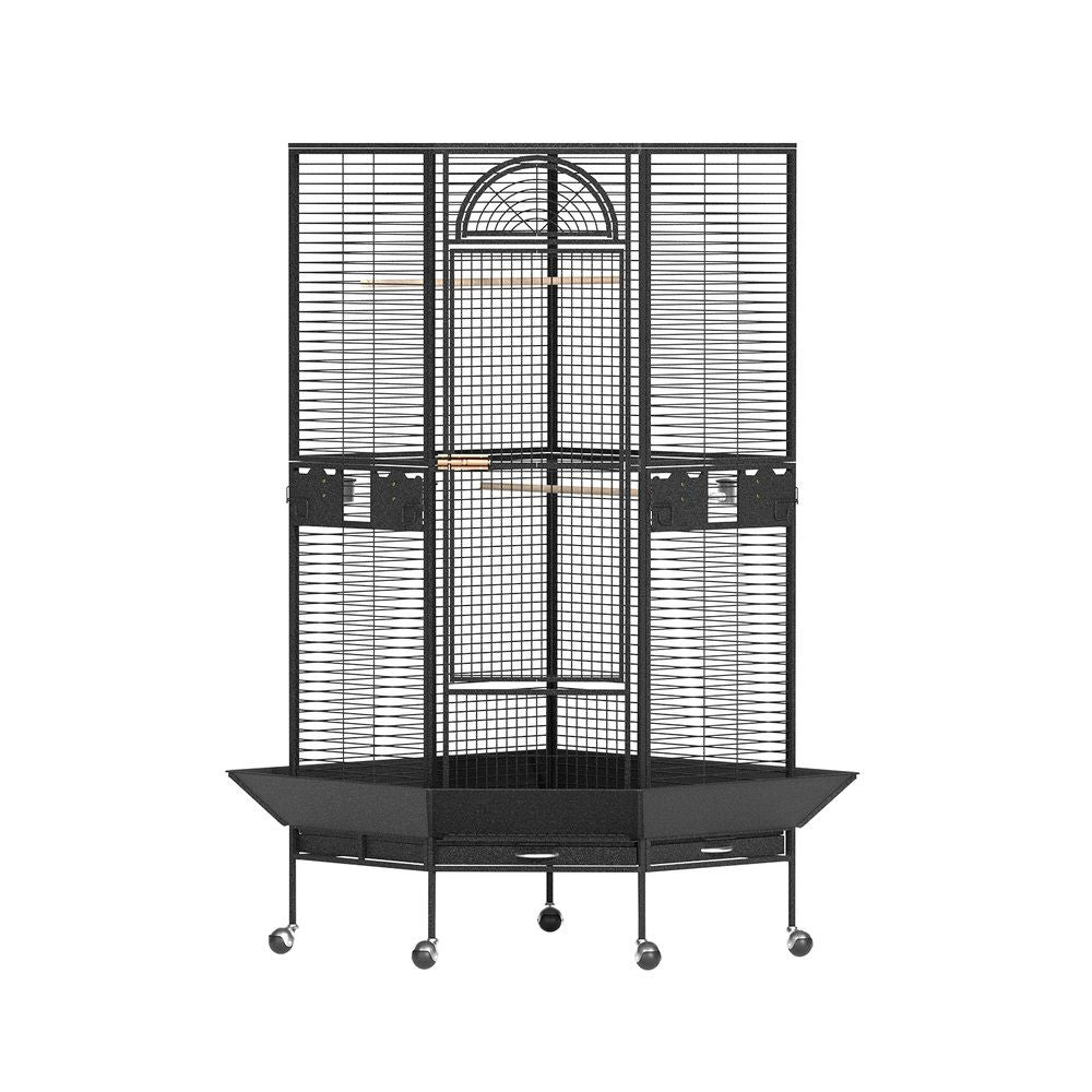 i.Pet Bird Cage Large Jumbo Aviary Budgie Perch Cage Parrot Stand Wheels Corner - view 3