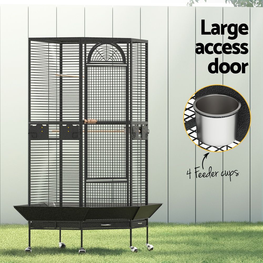 i.Pet Bird Cage Large Jumbo Aviary Budgie Perch Cage Parrot Stand Wheels Corner - view 4