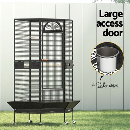 i.Pet Bird Cage Large Jumbo Aviary Budgie Perch Cage Parrot Stand Wheels Corner - view 4