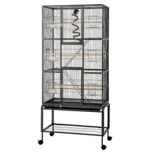 i.Pet 176cm 3-Tier Large Bird Cage Aviary with Ladder Parrot Budgie Wheels Black