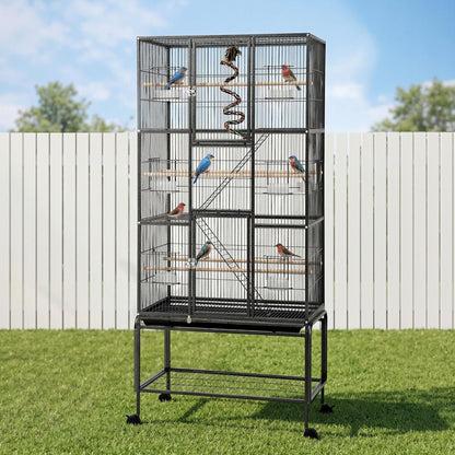 i.Pet 176cm 3-Tier Large Bird Cage Aviary with Ladder Parrot Budgie Wheels Black - view 9