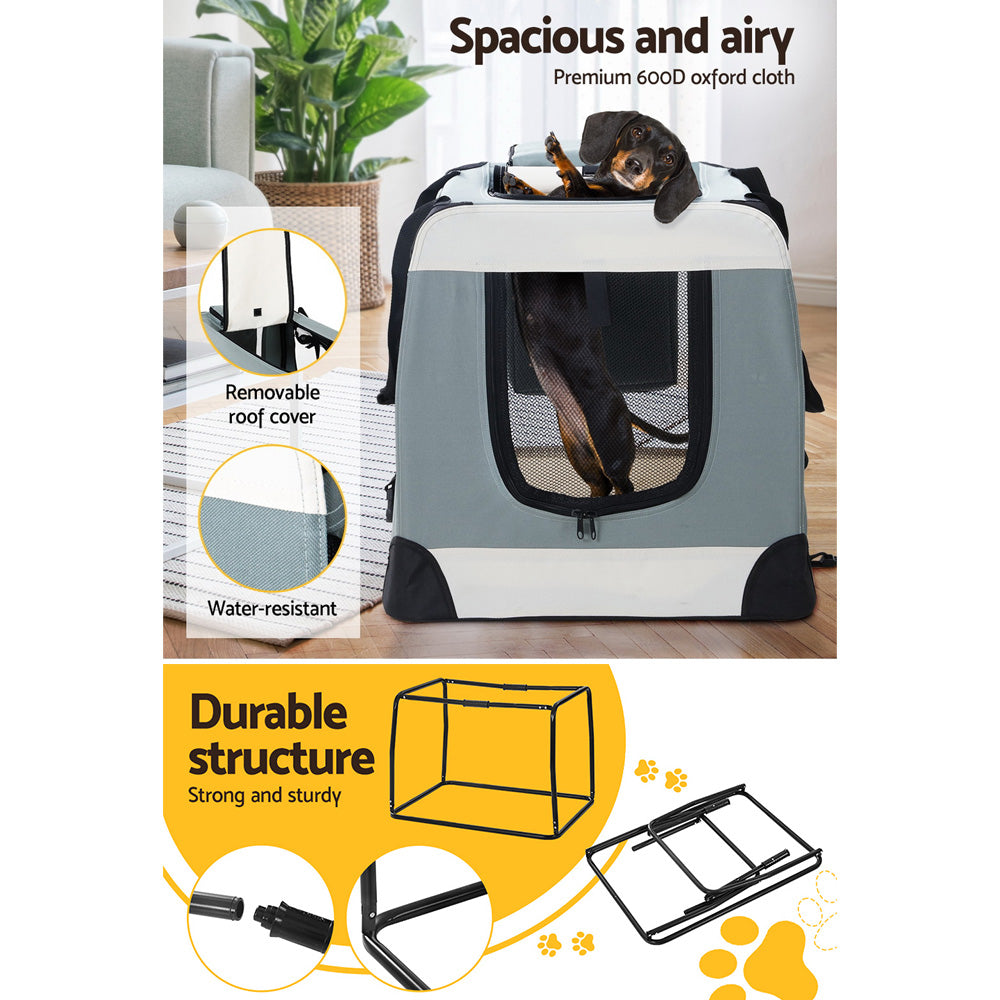 i.Pet Pet Carrier Soft Crate Dog Cat Travel 90x61CM Portable Foldable Car 2XL - view 5