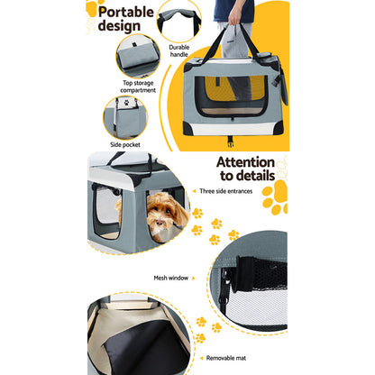 i.Pet Pet Carrier Soft Crate Dog Cat Travel 90x61CM Portable Foldable Car 2XL - view 6