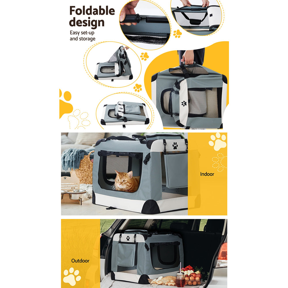 i.Pet Pet Carrier Soft Crate Dog Cat Travel 90x61CM Portable Foldable Car 2XL - view 7