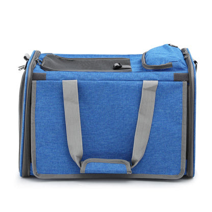 i.Pet Pet Carrier Bag Foldable Dog Cat Durable Crate Travel Cage Portable Car Kennel Blue - view 3