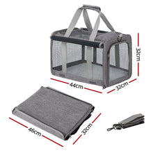i.Pet Pet Carrier Bag Foldable Dog Cat Durable Crate Travel Cage Portable Car Kennel Grey - view 2
