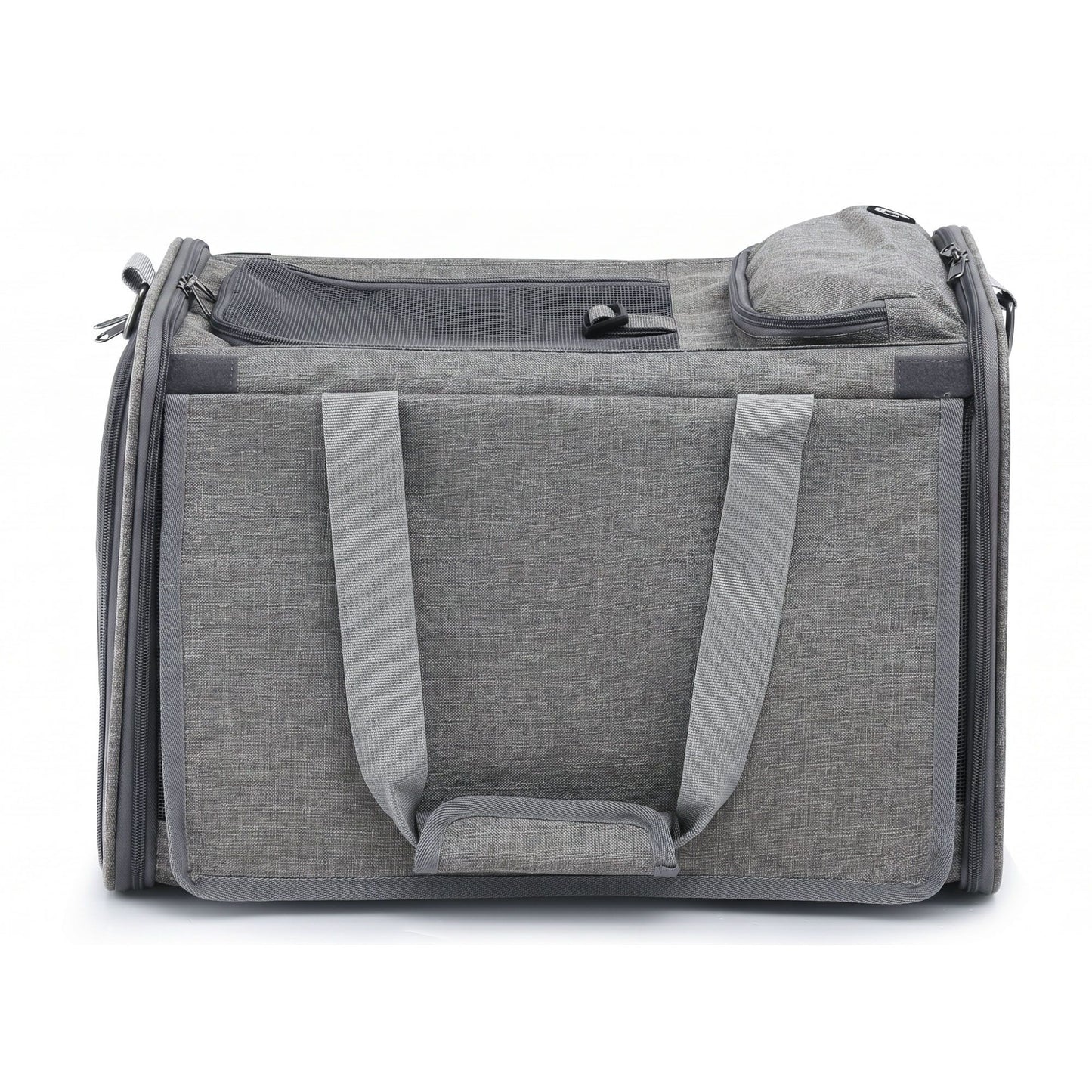 i.Pet Pet Carrier Bag Foldable Dog Cat Durable Crate Travel Cage Portable Car Kennel Grey - view 3