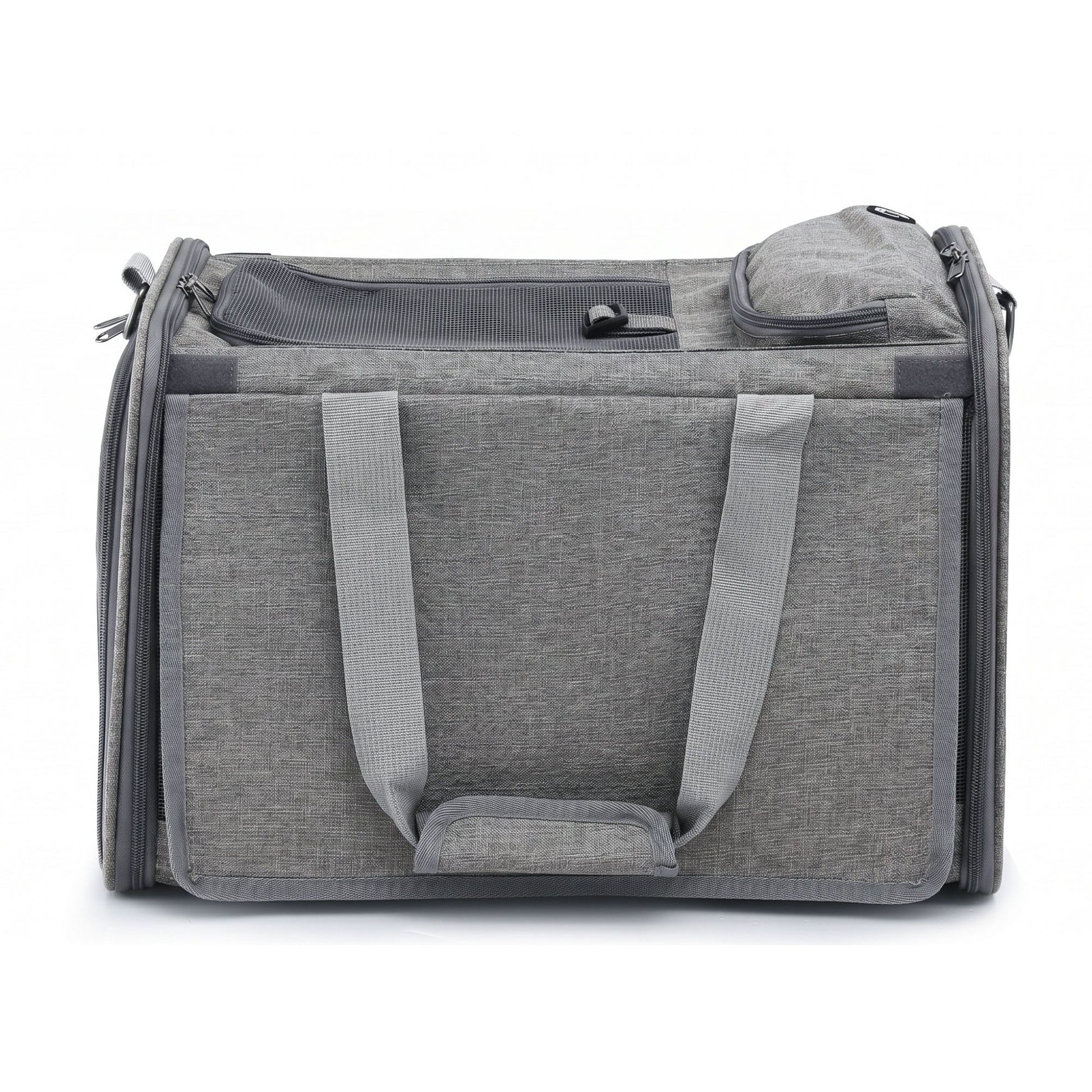i.Pet Pet Carrier Bag Foldable Dog Cat Durable Crate Travel Cage Portable Car Kennel Grey - view 3