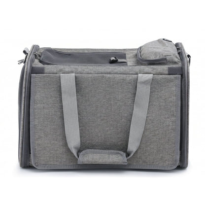 i.Pet Pet Carrier Bag Foldable Dog Cat Durable Crate Travel Cage Portable Car Kennel Grey - view 3