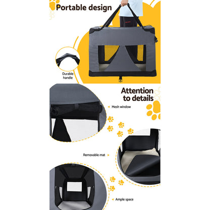 i.Pet Pet Carrier Soft Crate Dog Cat Travel 121x80CM Portable Foldable Car 4XL - view 6