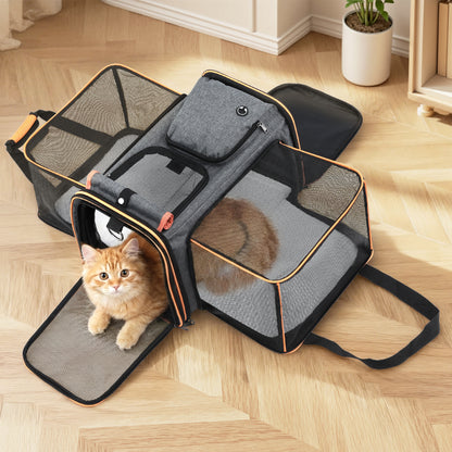 i.Pet Pet Carrier Bag Foldable Expandable Dog Cat Travel Cage Portable Car Kennel - view 7