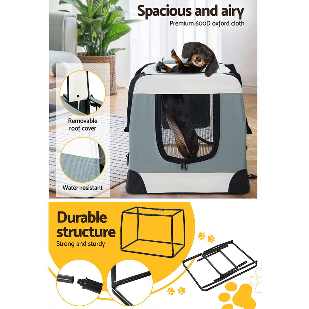 i.Pet Pet Carrier Soft Crate Dog Cat Travel 70x52CM Portable Foldable Car Large - view 5