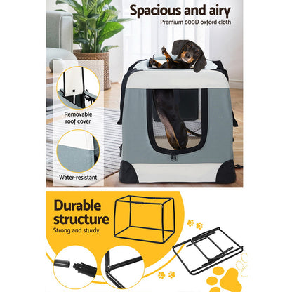 i.Pet Pet Carrier Soft Crate Dog Cat Travel 70x52CM Portable Foldable Car Large - view 5